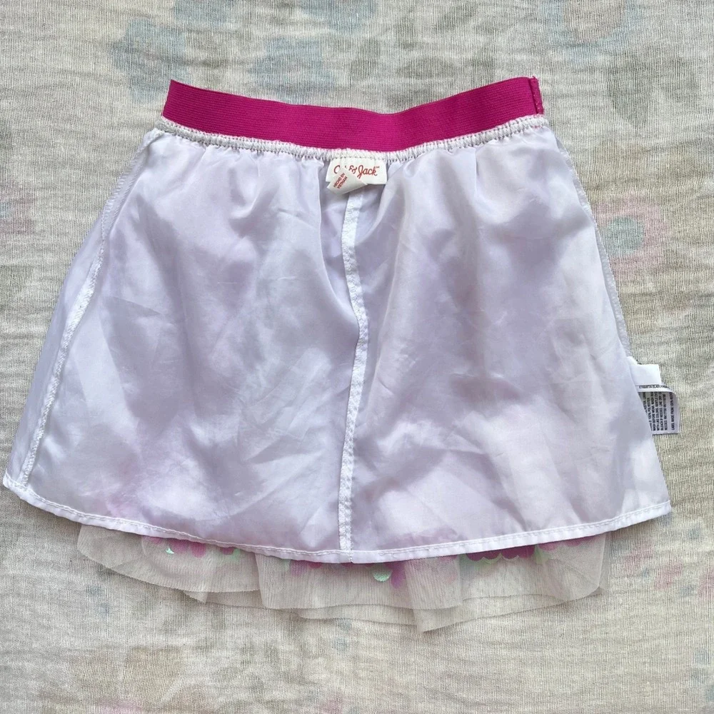 Cat & Jack Sequin Tutu Skirt Kids XS‎ 4/5 Iridescent Pink White Lined